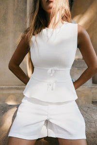 TOP EN MAILLE PÉPLUM AVEC LACETS