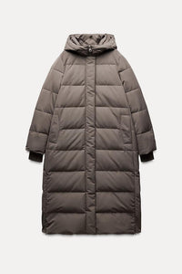 Doudoune longue verte à capuche imperméable et coupe vent - Vison