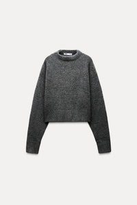 Pull court en maille douce - Gris moyen