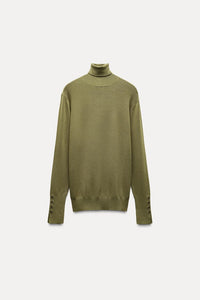 Pull basique en maille unie - Vert mousse