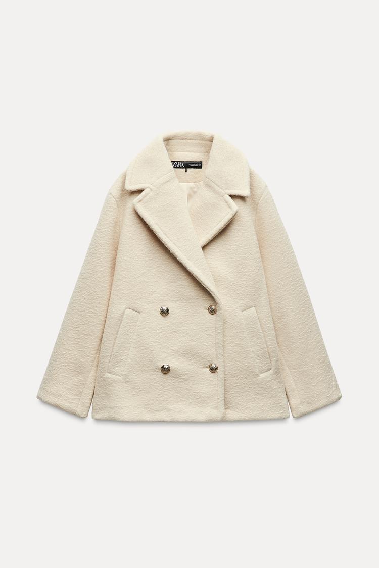 Manteau mis long bouclé écru – deztock