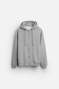 Sweat à capuche zip - Gris chiné