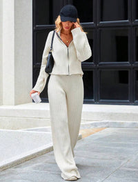 Ensemble Cardigan Zippé 2 pièces - Nude