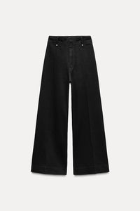 Jean coupe droite large et taille haute - Noir