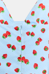 ROBE MI-LONGUE EN POPELINE IMPRIMÉE FRAISES