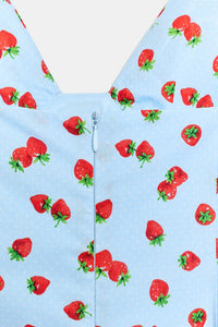 ROBE MI-LONGUE EN POPELINE IMPRIMÉE FRAISES