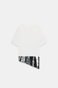 T-SHIRT ASYMÉTRIQUE PAILLETTES