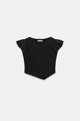 T-SHIRT MANCHES COURTES À VOLANTS
