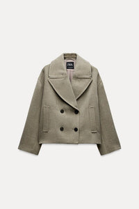 Manteau court croisé - vison