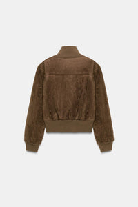 VESTE BOMBER COL MONTANT CÔTELÉ
