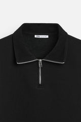 Sweat a zip sur le col - Noir