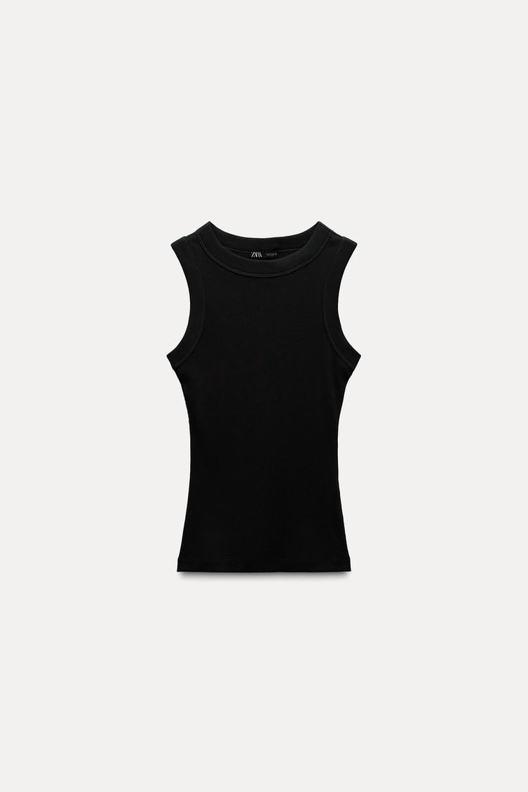 T-shirt a rib large - Noir