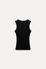 T-shirt a rib large - Noir