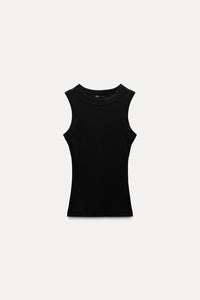 T-shirt a rib large - Noir