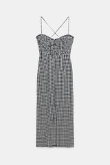 ROBE MI-LONGUE CINTREE À CARREAUX VICHY
