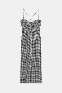 ROBE MI-LONGUE CINTREE À CARREAUX VICHY
