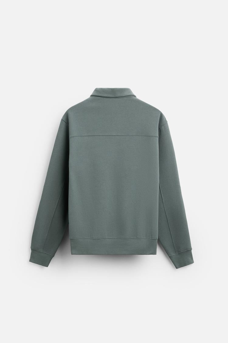 Sweat a zip sur le col - Gris Moyen
