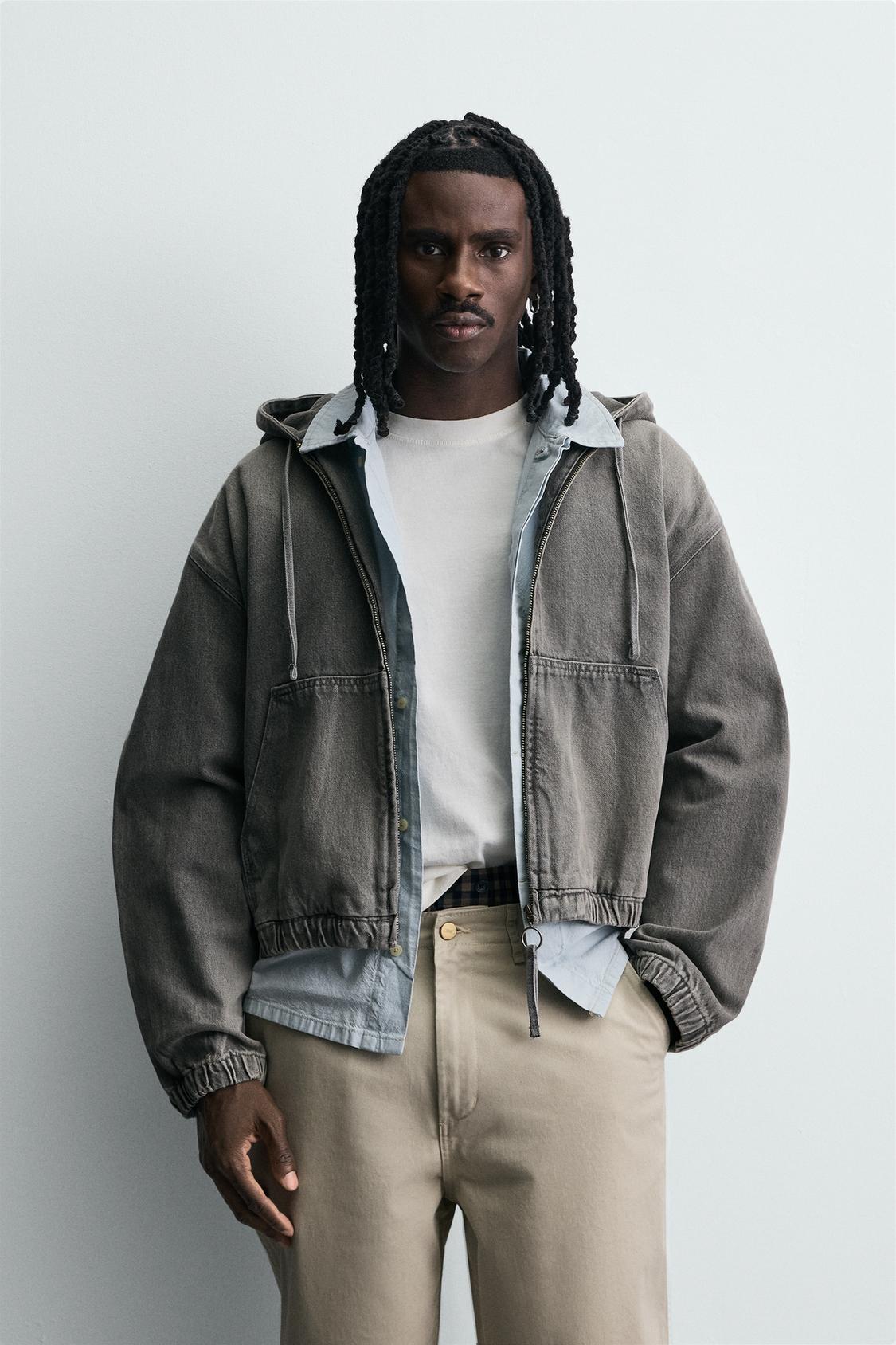 VESTE DÉLAVÉE À CAPUCHE