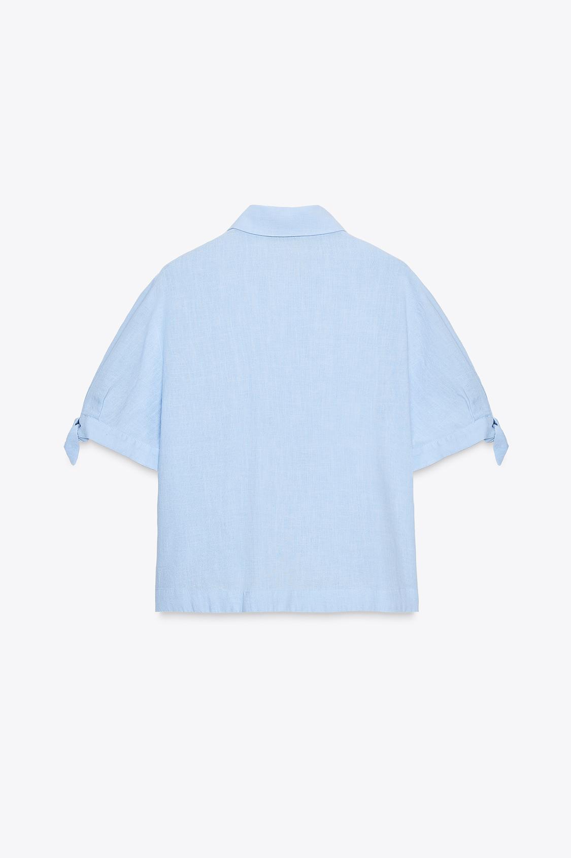 CHEMISE MANCHES COURTES AVEC LACETS EN RAMIE