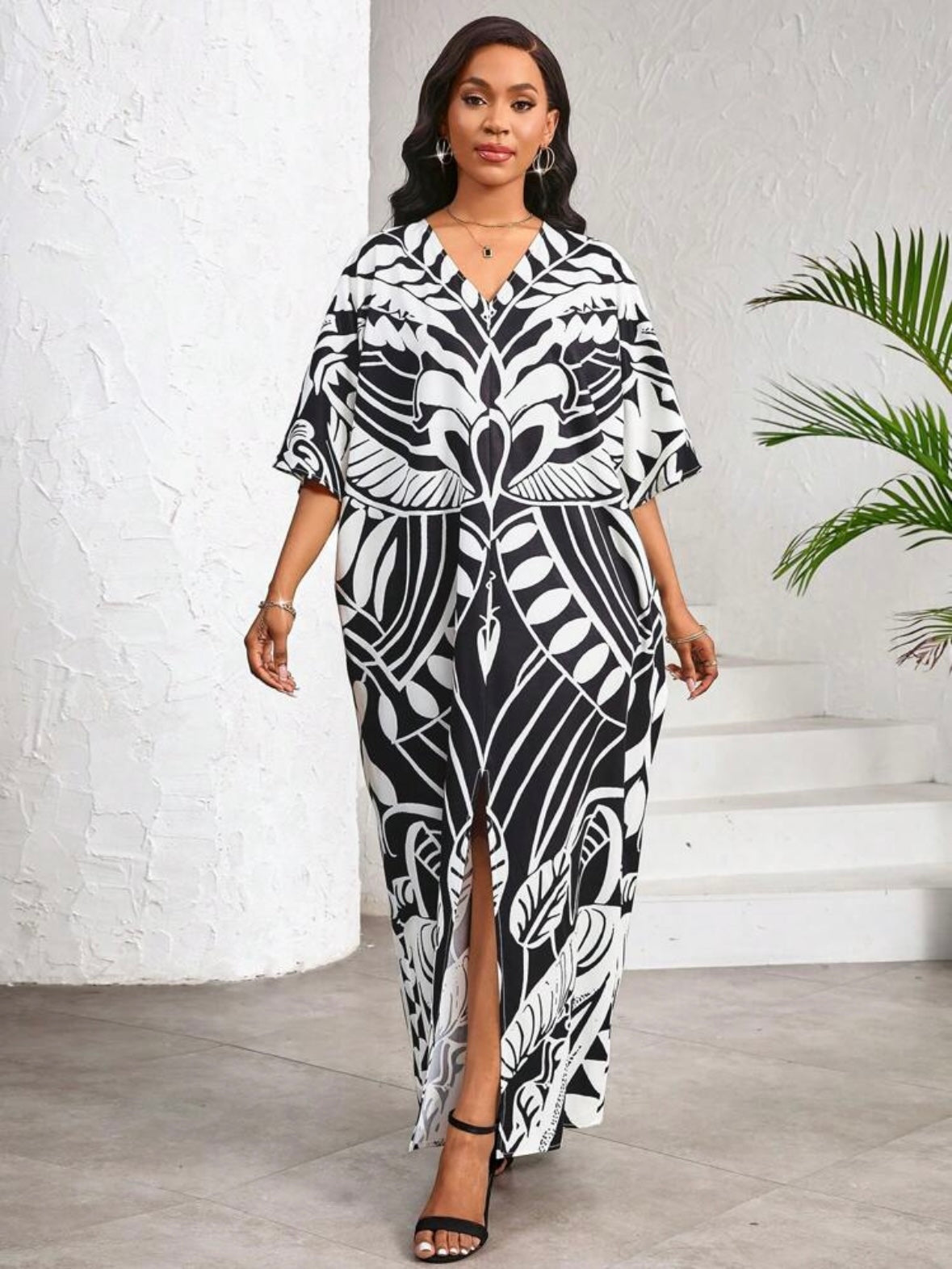 Robe élégante - Noir / Blanc