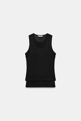 T-SHIRT EFFET DOUBLE SANS MANCHES
