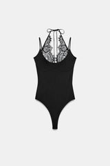 BODY HALTER AVEC DENTELLE COMBINÉE