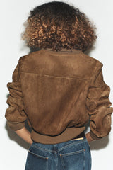 VESTE BOMBER COL MONTANT CÔTELÉ