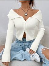 Cardigan zippé - Blanc