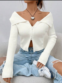 Cardigan zippé - Blanc