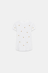 T-SHIRT CÔTELÉ MANCHES COURTES BRODÉ