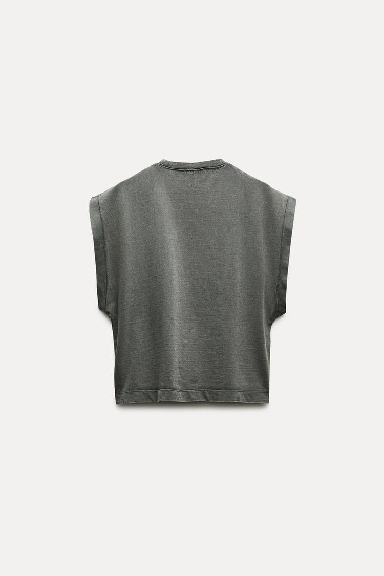 T-shirt épais effet délavé - Gris