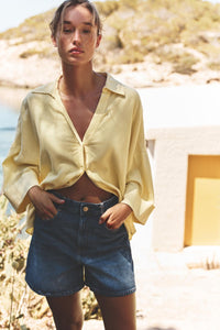 CHEMISE MANCHE LARGE AVEC LIN