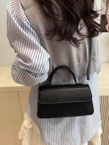 Sac à main à texture tressée - Noir