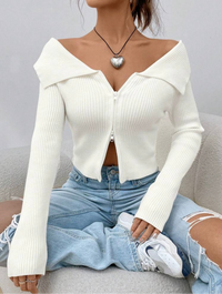 Cardigan zippé - Blanc