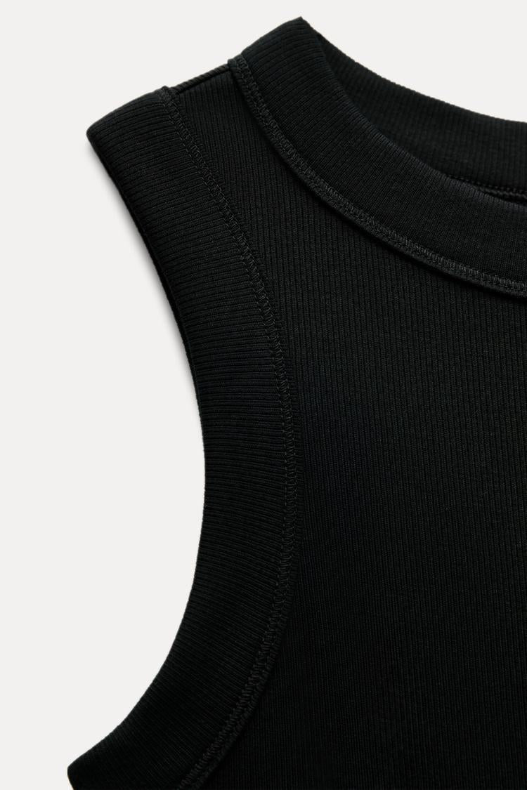 T-shirt a rib large - Noir