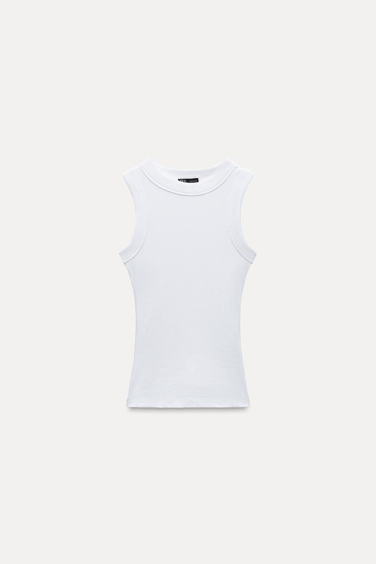 T-shirt a rib large - Noir