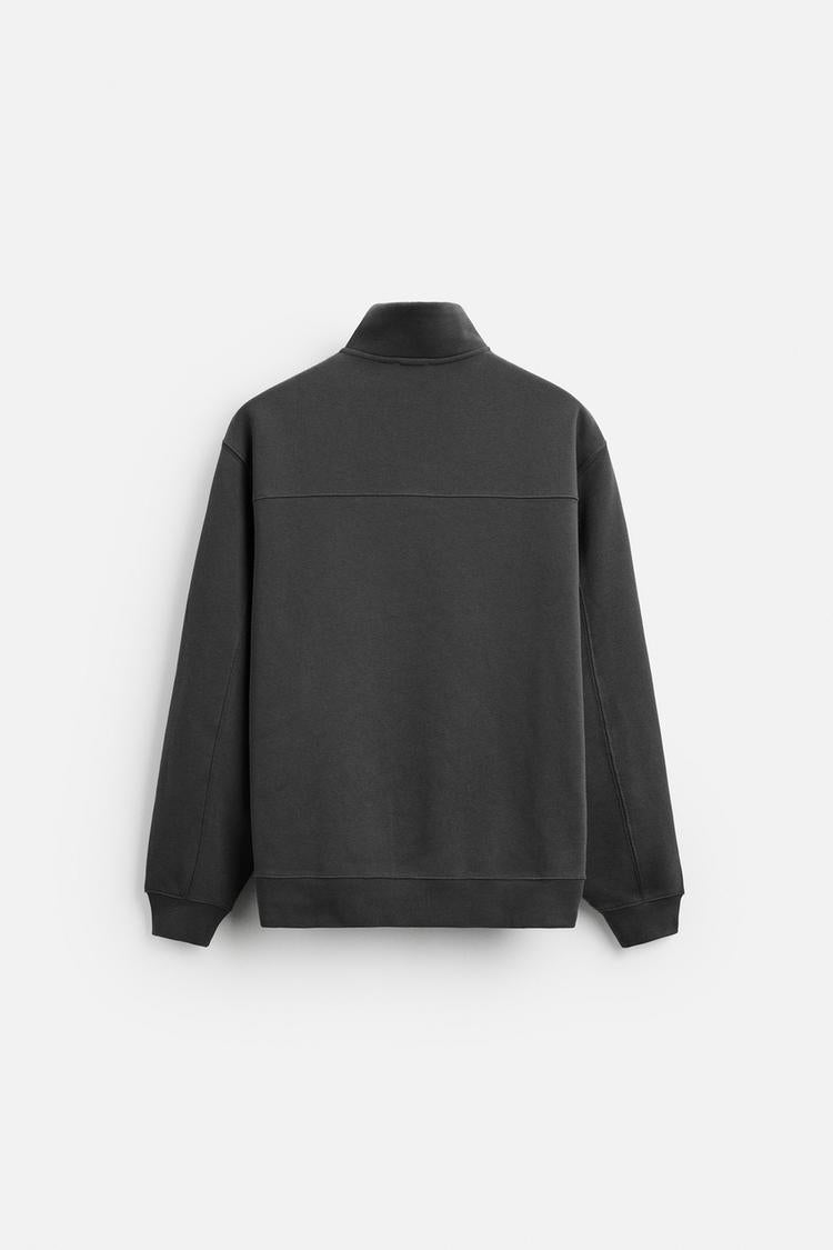 Sweat a zip sur le col - Gris Anthracite