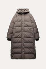 Doudoune longue verte à capuche imperméable  et coupe vent - Vison