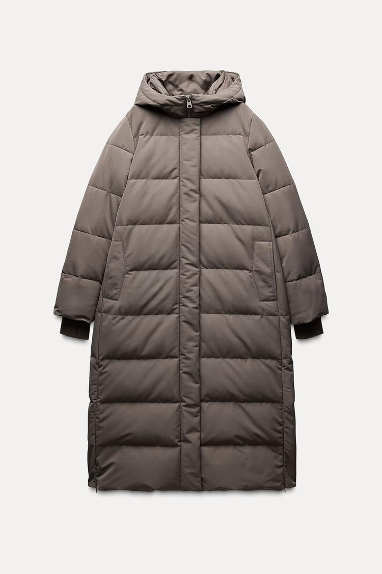 Doudoune longue verte à capuche imperméable  et coupe vent - Vison