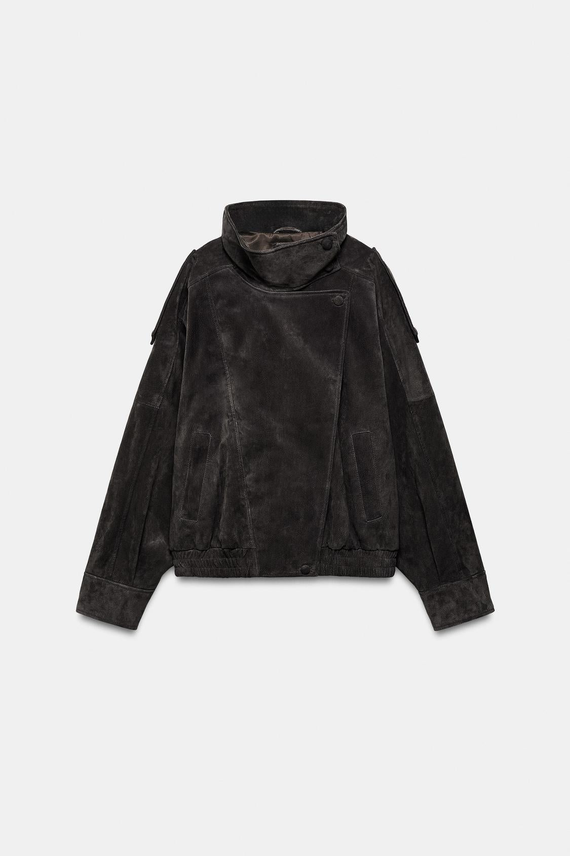 BLOUSON DE MOTARD 100% CUIT DAIM BOUTONS REVÊTUS