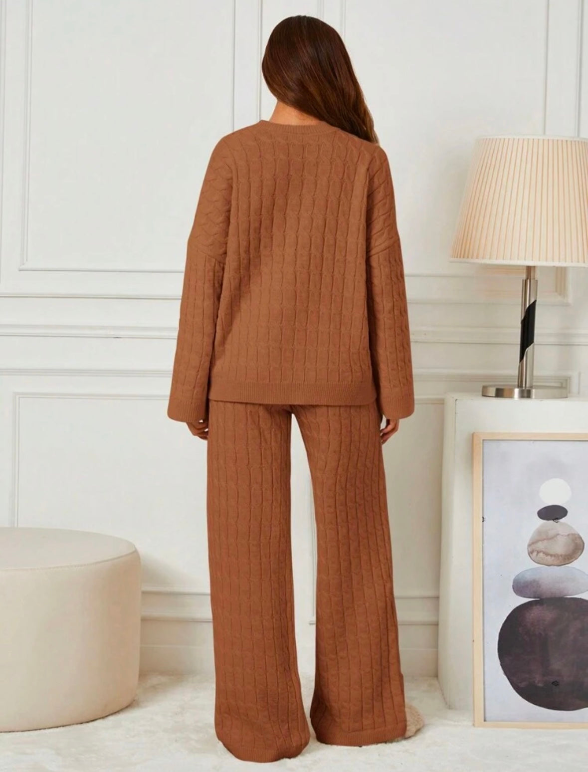 Ensemble pull 2 pièces Top manches longues - Marron