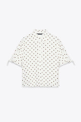 CHEMISE MANCHES COURTES AVEC LACETS EN RAMIE