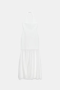 ROBE LONGUE HALTER EN MAILLE BIMATIÈRE