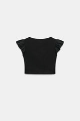 T-SHIRT MANCHES COURTES À VOLANTS