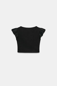 T-SHIRT MANCHES COURTES À VOLANTS