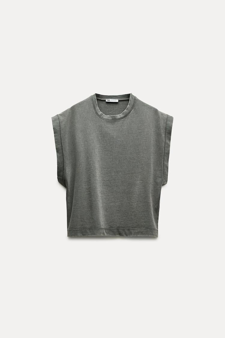 T-shirt épais effet délavé - Gris