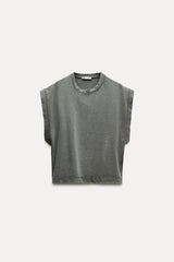 T-shirt épais effet délavé - Blanc