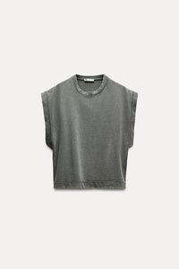 T-shirt épais effet délavé - Blanc