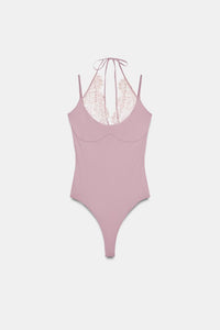 BODY HALTER AVEC DENTELLE COMBINÉE
