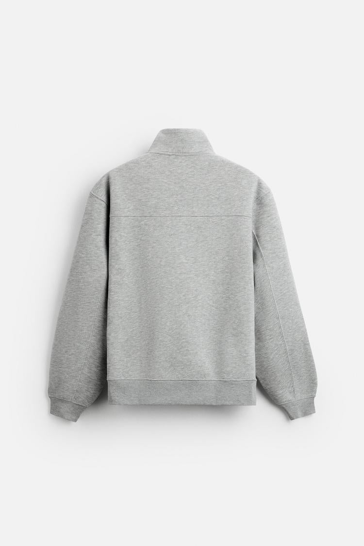 Sweat a zip sur le col - Gris
